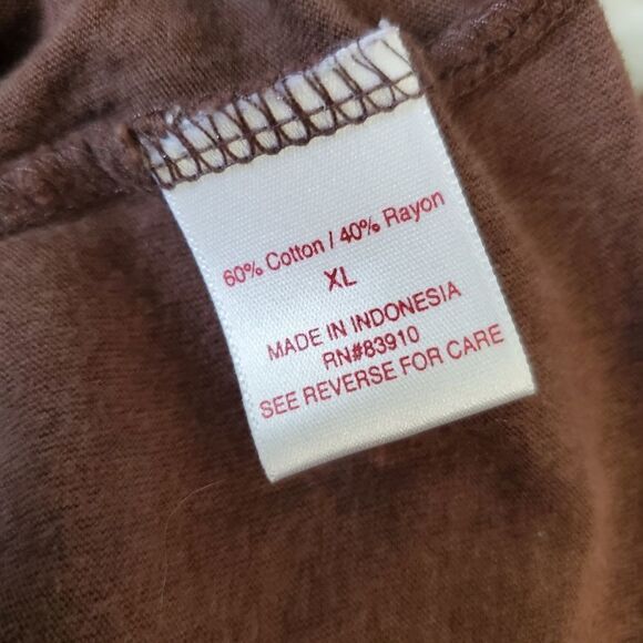 Red Rover Brown Relaxed Fit Flowy Short Sleeve Blouse Size XL - Picture 5 of 9